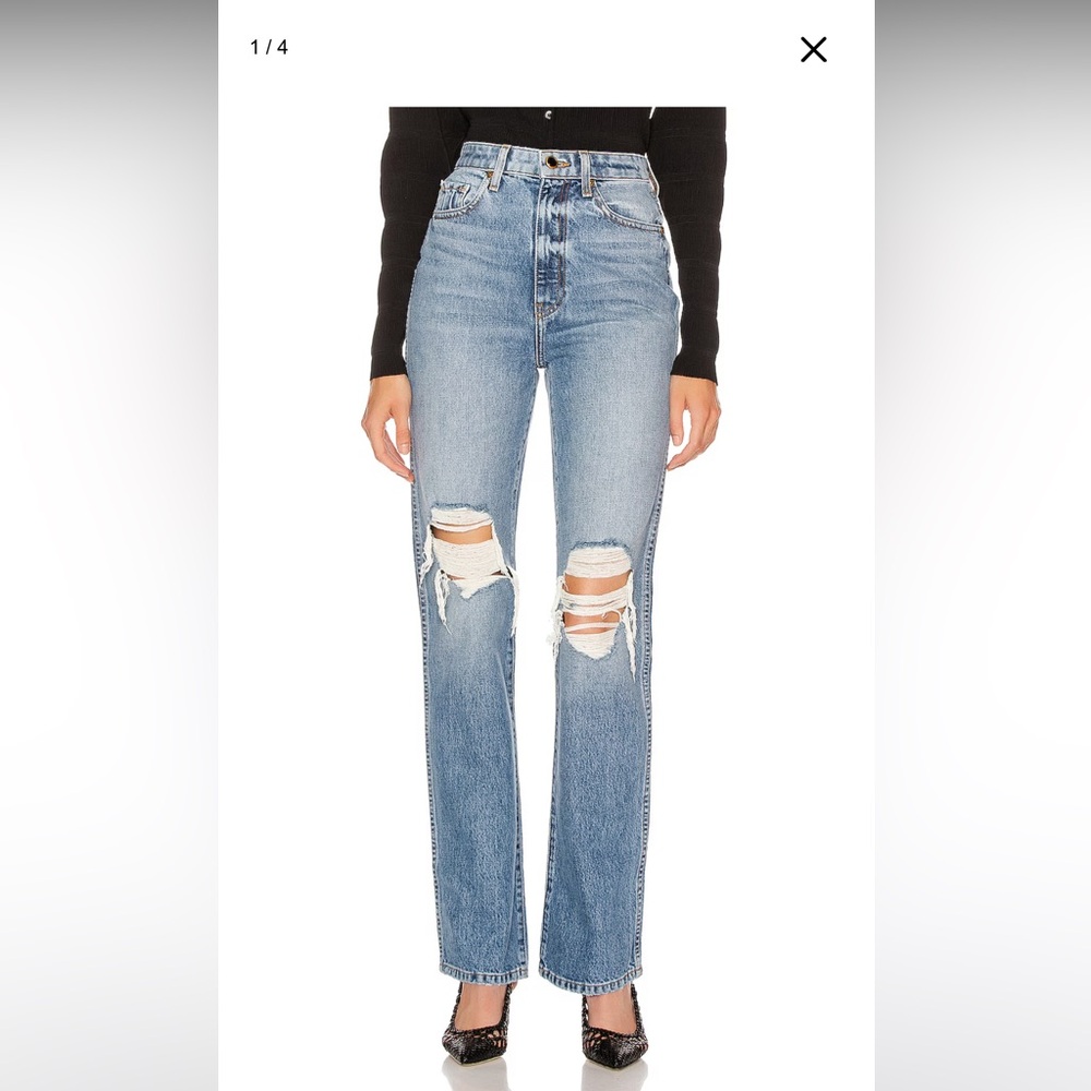 NWT Khaite DANIELLE DISTRESSED HR STOVEPIPE JEAN Size 27